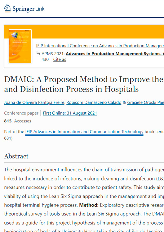 DMAIC: a proposed method to improve the cleaning and disinfection process in hospitals