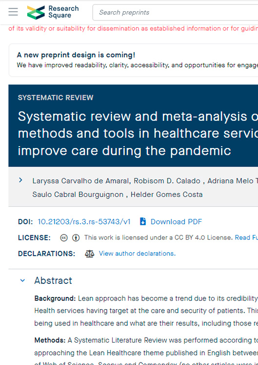 Systematic review and meta-analysis of the use of lean methods and tools in healthcare services: an alternative to improve care during the pandemic