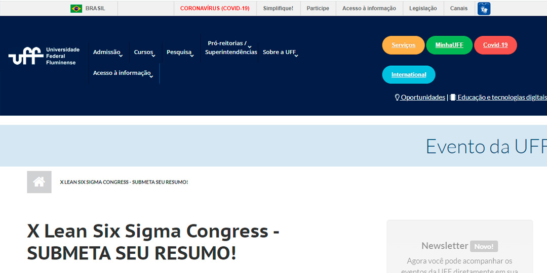 X Lean Six Sigma Congress - SUBMETA SEU RESUMO!