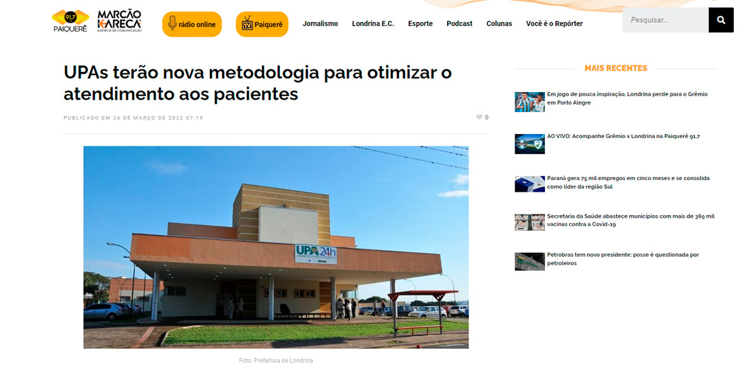 UPAs terão nova metodologia para otimizar o atendimento aos pacientes