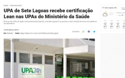 UPA de Sete Lagoas recebe certificação Lean nas UPAs do Ministério da Saúde