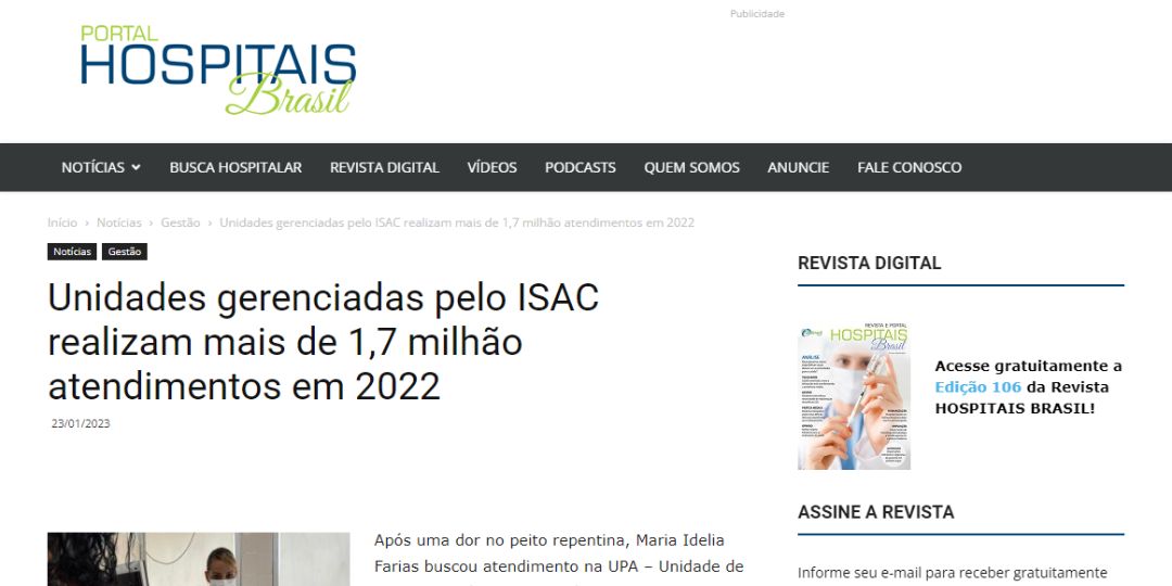 Unidades gerenciadas pelo ISAC realizam mais de 1,7 milhão atendimentos em 2022
